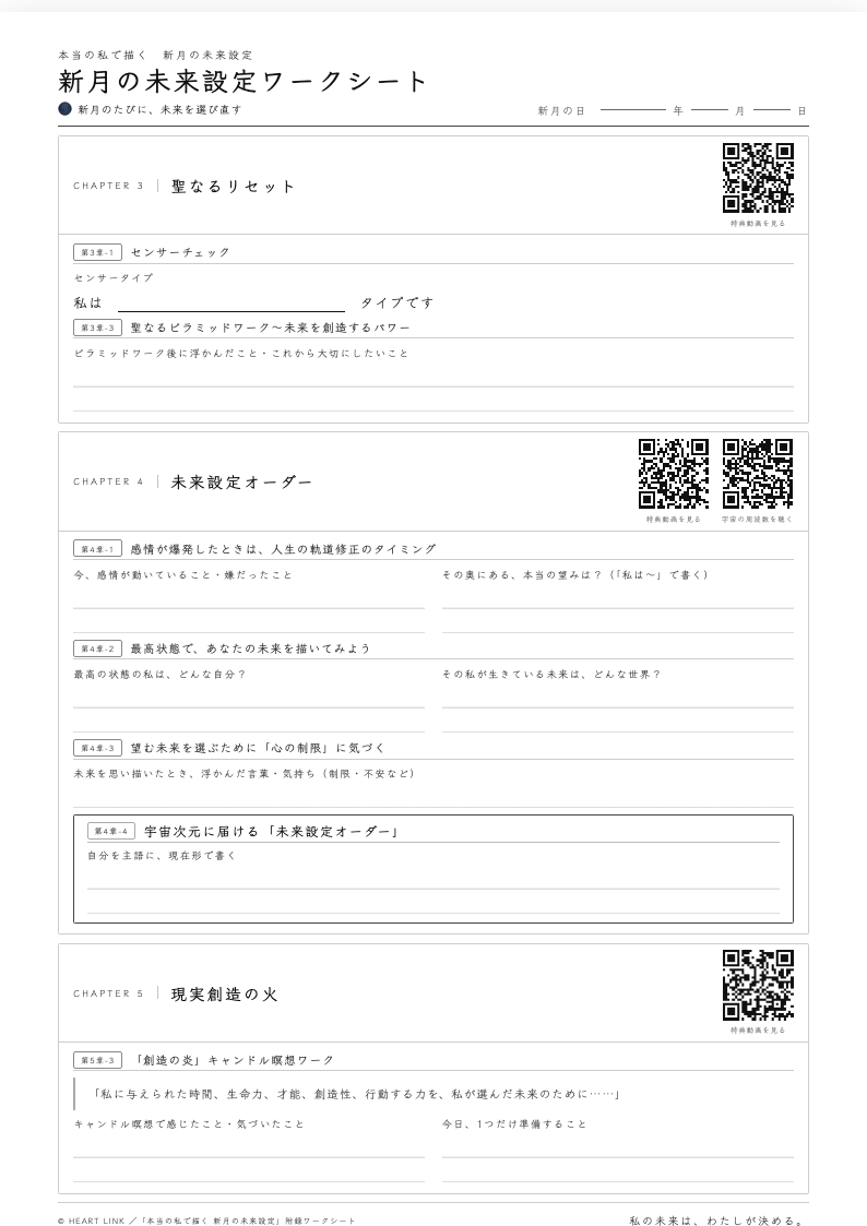 新月の未来設定ワークシート